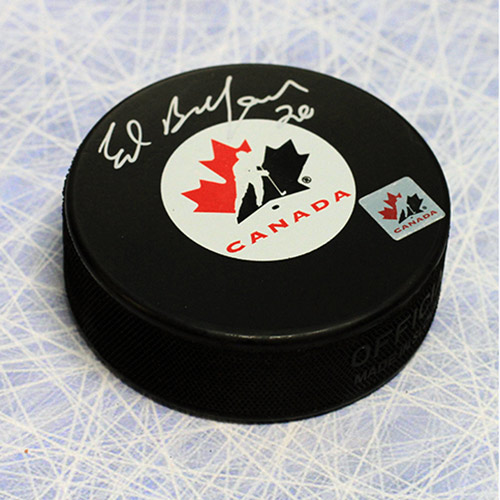 Ed Belfour Olympics Team Canada Signed Hockey Puck