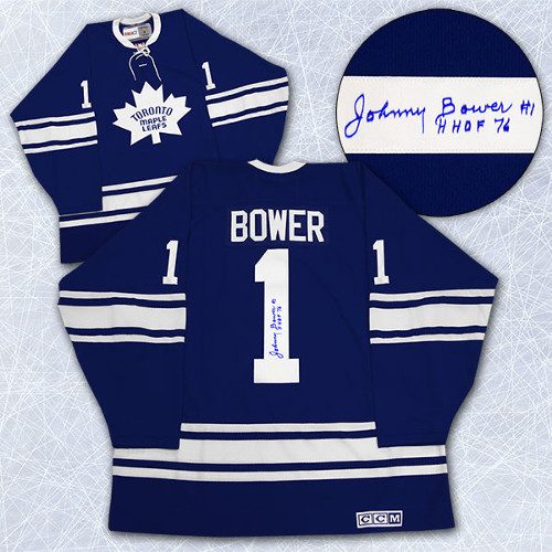 Johnny Bower Autographed Jersey Vintage Toronto Maple Leafs