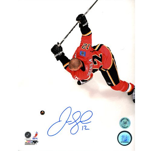 Jarome Iginla Calgary Flames Autographed Overhead 8x10 Photo