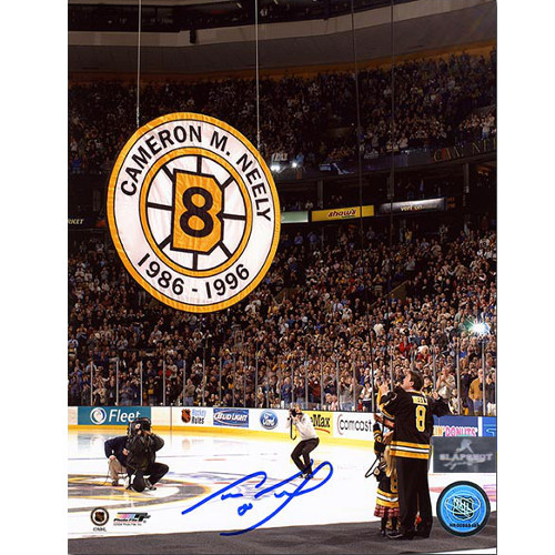 Cam Neely Retirement Boston Bruins Banner Night Signed 8x10 Photo