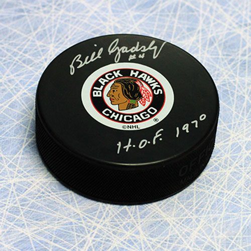 Bill Gadsby Signed Chicago Blackhawks Hockey Puck