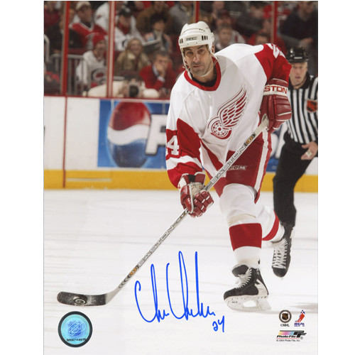 Chris Chelios Signed Detroit Red Wings on Ice 8x10 Photo