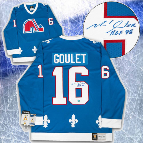 Michel Goulet Quebec Nordiques Signed Fanatics Vintage Hockey Jersey