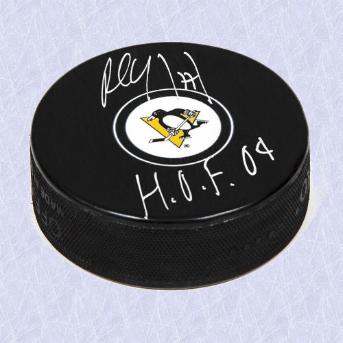 Paul Coffey Pittsburgh Penguins Signed Hockey Puck with HOF Inscription