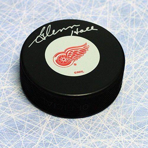 Glenn Hall Signed Puck Detroit Red Wings