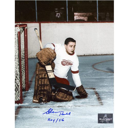 Glenn Hall Signed Picture Detroit Red Wings 8X10 ROY note