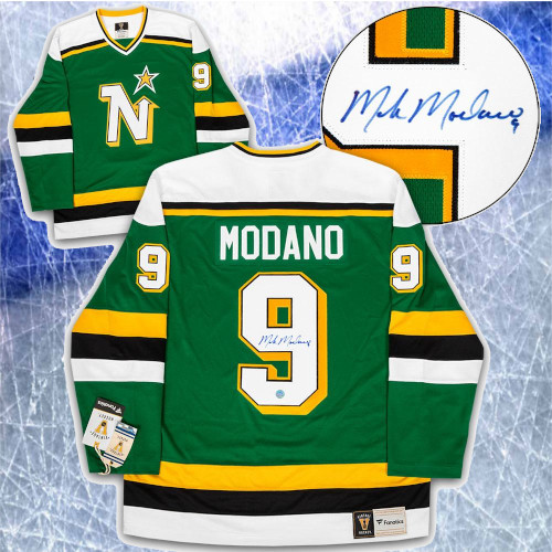 Mike Modano Minnesota North Stars Signed Fanatics Vintage Hockey Jersey