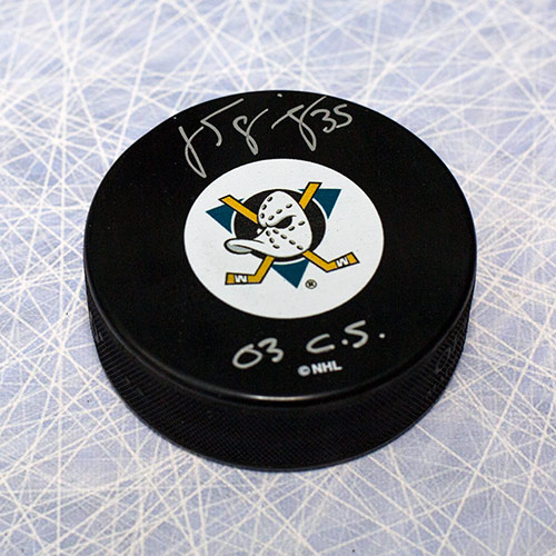 Jean Sebastien Giguere Mighty Ducks Signed Hockey Puck
