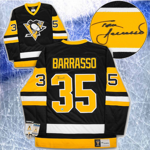 Tom Barrasso Pittsburgh Penguins Signed Fanatics Vintage Hockey Jersey