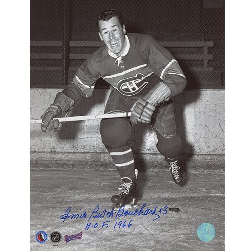 Butch Bouchard Autographed Montreal Canadiens On Ice 8x10 Photo