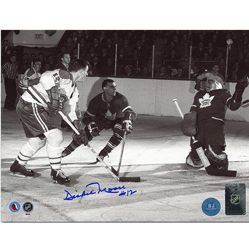Dickie Moore Signed Montreal Canadiens vs Maple Leafs 8x10 Photo