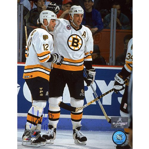 Adam Oates Signed Photo-Boston Bruins On Ice with Neely 8x10