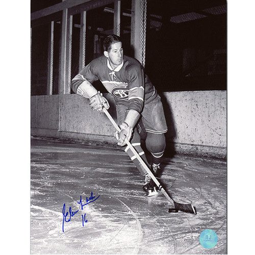 Elmer Lach Autographed Photo-Montreal Canadiens Playmaker 8x10