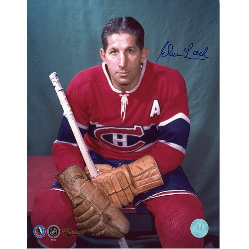 Elmer Lach Signed Photo-Montreal Canadiens Color Pose 8x10