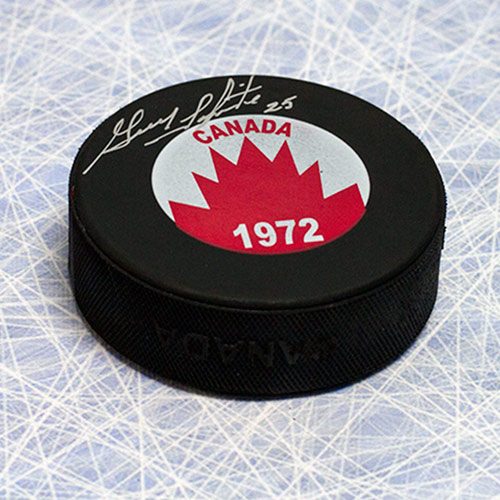 Guy Lapointe Signed Puck-Team Canada 1972 Hockey Puck