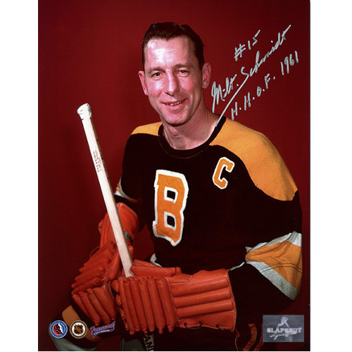 Milt Schmidt Photos-Autographed Boston Bruins Color Pose 8x10