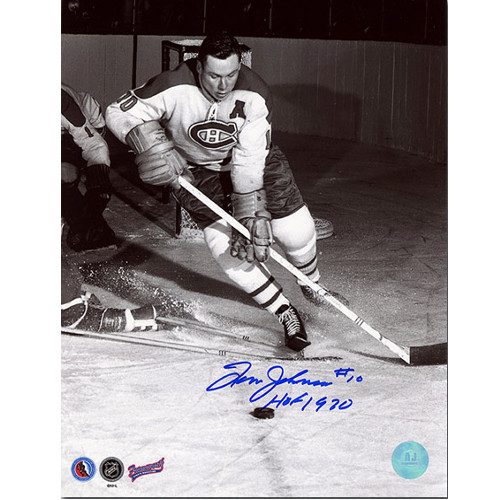 Tom Johnson Montreal Canadiens Signed Photo-Black & White Action 8x10