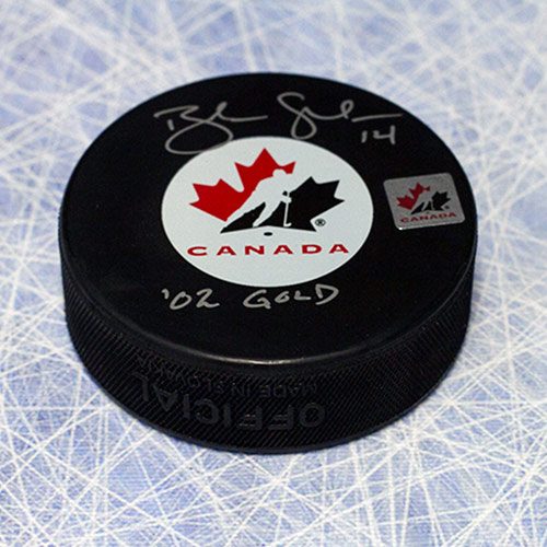 Brendan Shanahan Olympics Team Canada 2002 Gold Signed Hockey Puck