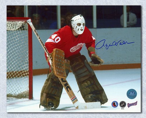 Rogie Vachon Autographed Photo-Detroit Red Wings Hockey Goalie 8x10