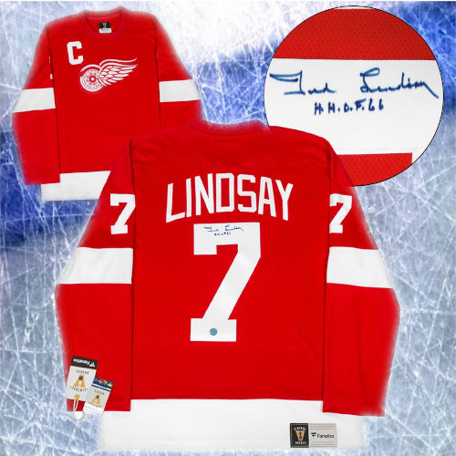 Ted Lindsay Detroit Red Wings Signed Fanatics Vintage Hockey Jersey