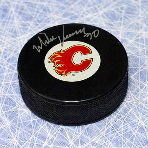Mike Vernon Hockey Puck Autographed Calgary Flames Hockey Puck