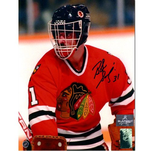 Bob Sauve Chicago Blackhawks Autographed Goalie Closeup 8x10 Photo