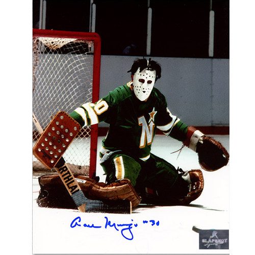 Cesare Maniago Minnesota North Stars Signed Butterfly Save 8x10 Photo