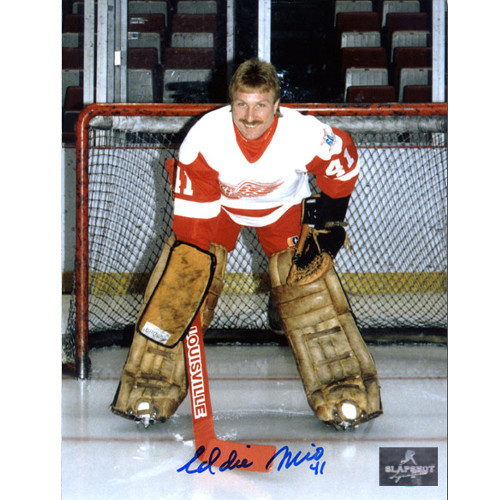 Eddie Mio Detroit Red Wings Autographed Goalie Pose 8x10 Photo