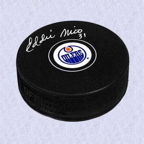 Eddie Mio Edmonton Oilers Autographed Oilers Hockey Puck