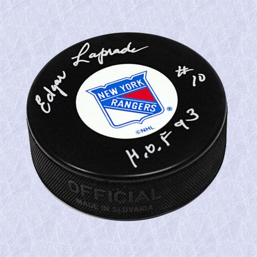 Edgar Laprade Hall of Fame Signed Puck-New York Rangers