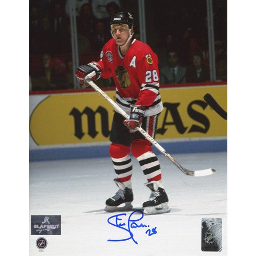 Steve Larmer Autographed Game Action 8x10 Photo-Chicago Blackhawks