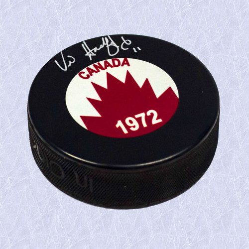 Vic Hadfield 1972 Summit Series Team Canada Autographed Hockey Puck