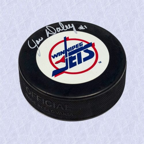 Joe Daley Winnipeg Jets Autographed Vintage Logo Hockey Puck