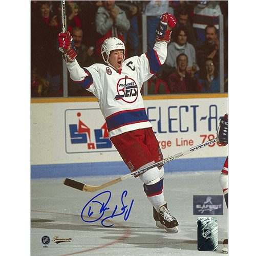 Phil Housley Winnipeg Jets Autographed Goal Celebration 8x10 Photo