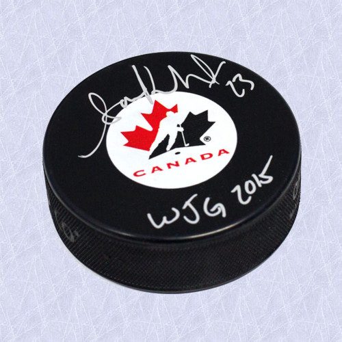 Sam Reinhart Team Canada Autographed Hockey Puck w/ 2015 WJC Note