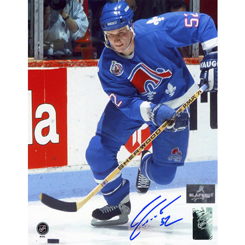Adam Foote Quebec Nordiques Autographed Hockey Action 8x10 Photo