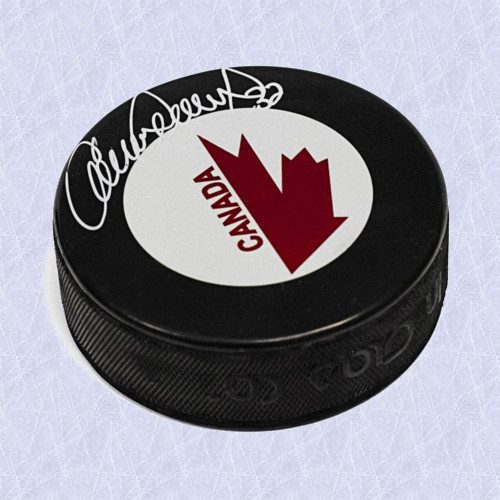 Claude Lemieux Team Canada Autographed Canada Cup Hockey Puck