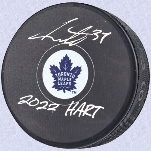 Auston Matthews Toronto Maple Leafs Signed 2022 Hart Trophy Hockey Puck