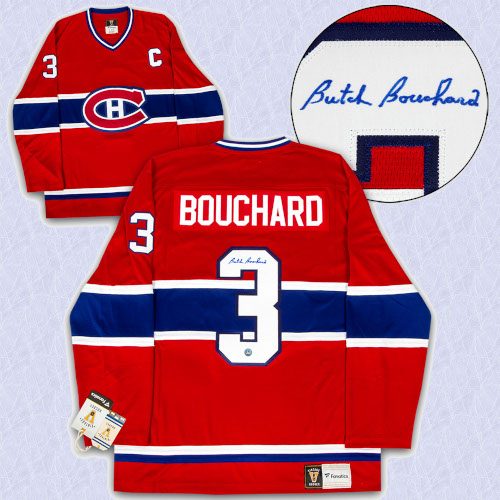 Butch Bouchard Montreal Canadians Autographed Fanatics Vintage Hockey Jersey