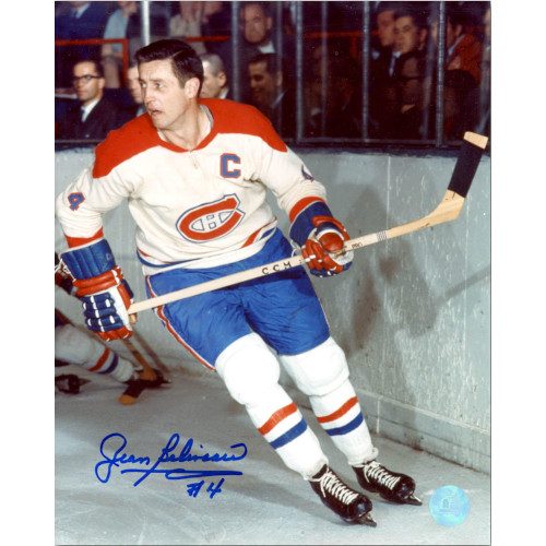 Jean Beliveau Montreal Canadiens Autographed Skating By Boards 8x10 Photo