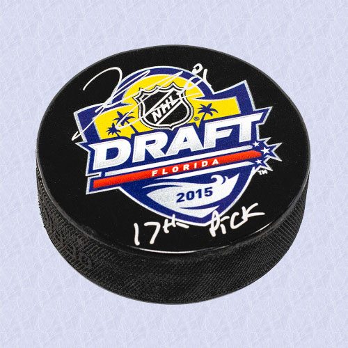 Kyle Connor 2015 NHL Draft Puck Autographed with 17th Pick Inscription