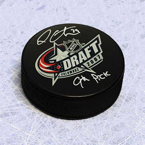 Logan Couture 2007 NHL Draft Day Autographed Hockey Puck with 9th Pick