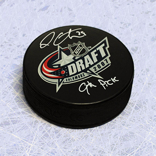 Logan Couture 2007 NHL Draft Day Autographed Hockey Puck with 9th Pick