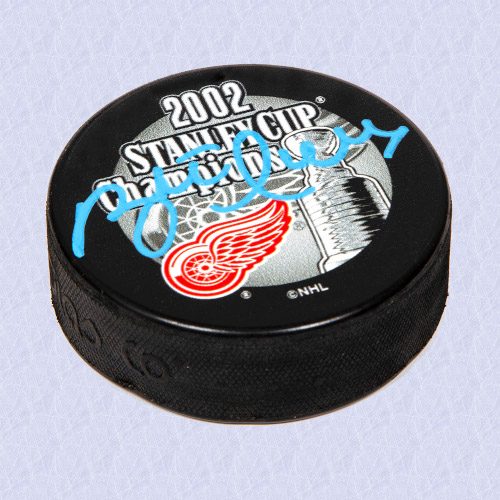 Brett Hull Detroit Red Wings Autographed 2002 Stanley Cup Champions Hockey Puck