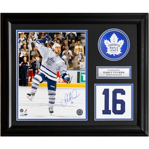 Darcy Tucker Toronto Maple Leafs Signed Franchise Jersey Number 23x19 Frame