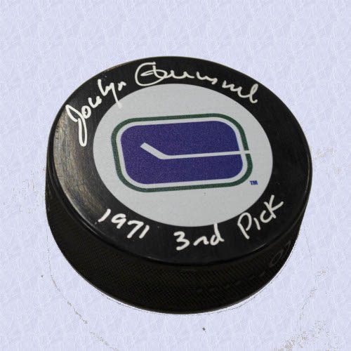 Jocelyn Guevremont Vancouver Canucks Signed Hockey Puck with 1971 3rd Pick Note
