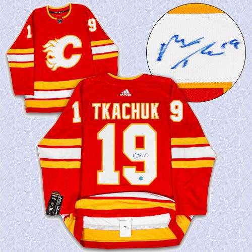 Matthew Tkachuk Calgary Flames Signed Retro Alt Adidas Authentic Hockey Jersey