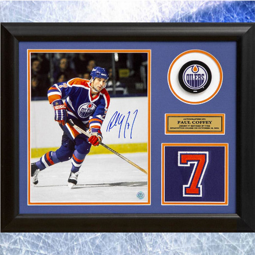 Paul Coffey Framed Edmonton Oilers Autographed Retired Jersey Number 20x24