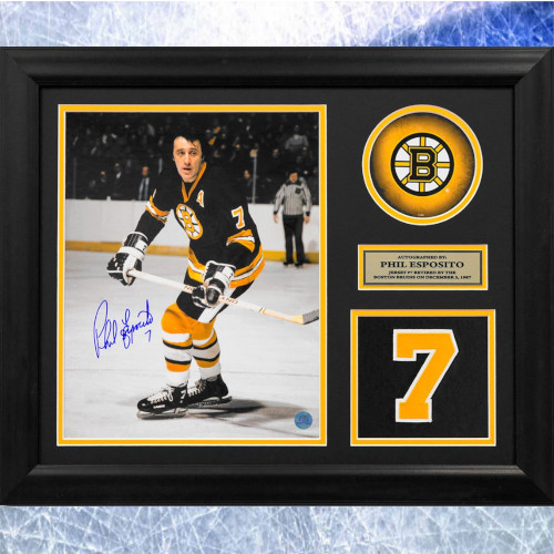 Phil Esposito Framed Boston Bruins Autographed Retired Jersey Number 20x24