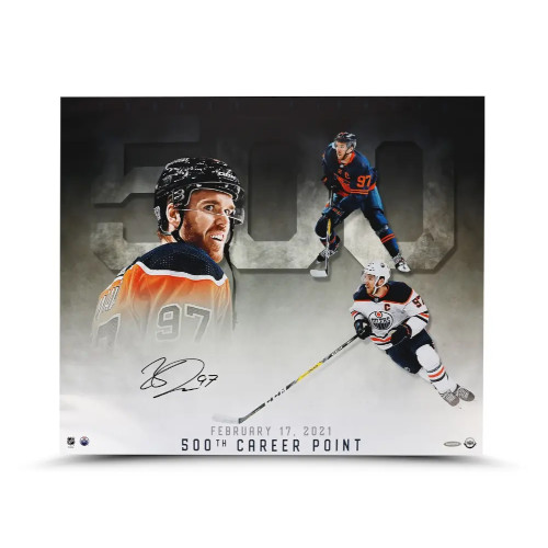 Connor McDavid Autographed “500th Career Point” 24x20 Print